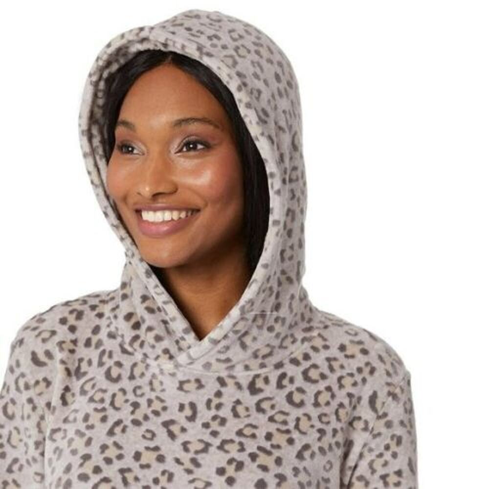 NWT 32 Degrees Women's Leopard Print Cozy Soft Velour Hooded Lounger - Picture 3 of 7